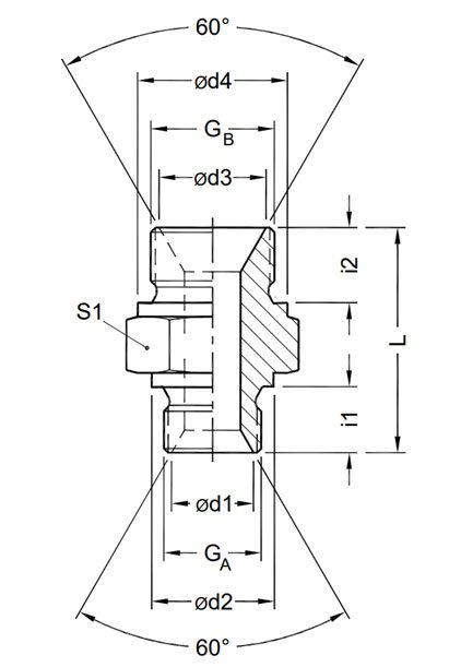 Hydraulic Hex Nipple Drawing