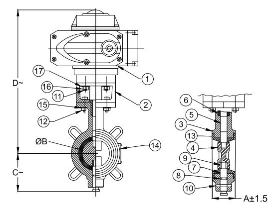 CI Butterfly Valve Electrical Actuator