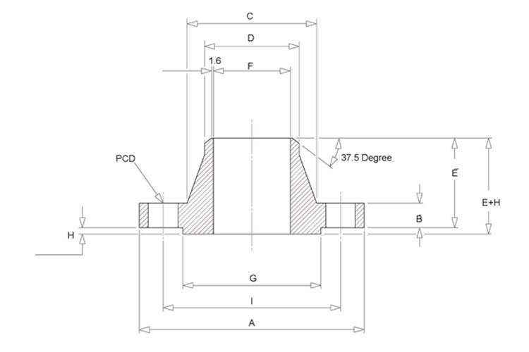 Weld Neck Flange Drawing